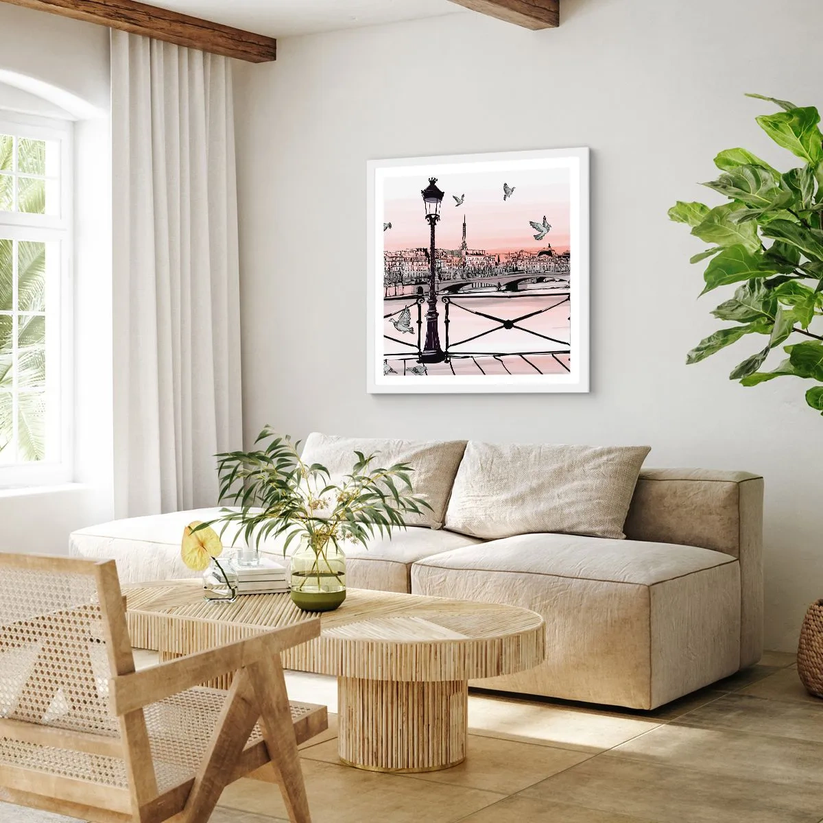 Poster in white frmae - Over the Roofs of Paris - 30x30 cm
