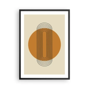 Poster in black frame - Geometric pattern with orange circles and lines - 50x70cm - Perfect Plan - Modern wall decoration for the living room and bedroom ARTTOR