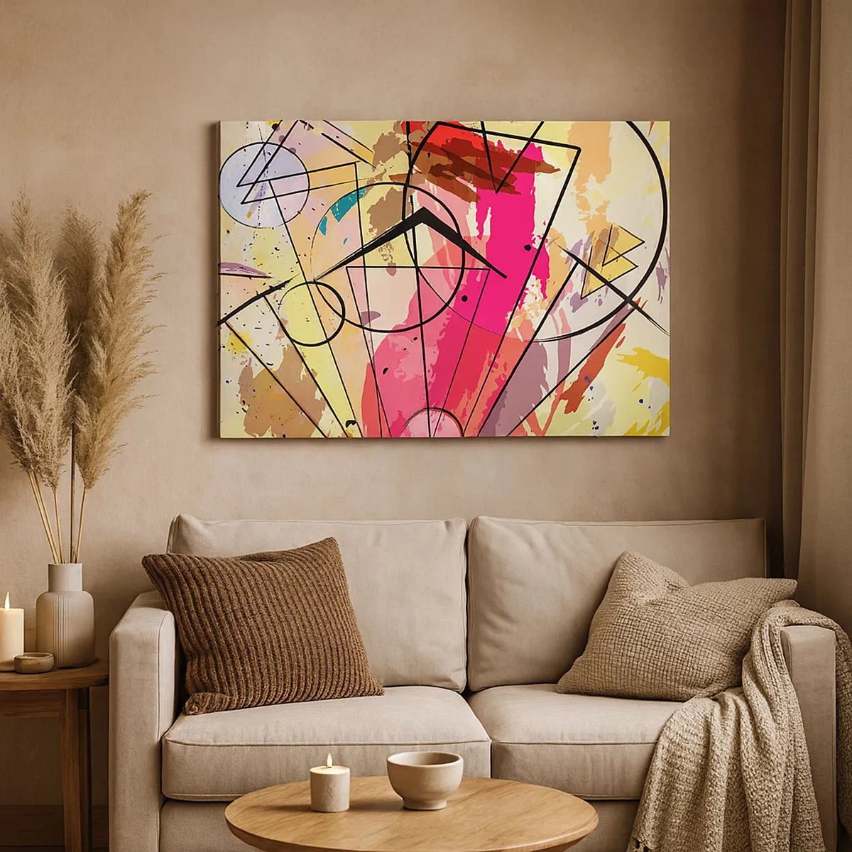 Canvas picture - Abstraction with lines and geometric shapes - 70x50cm - Explosion - Modern wall decoration for the living room and bedroom ARTTOR