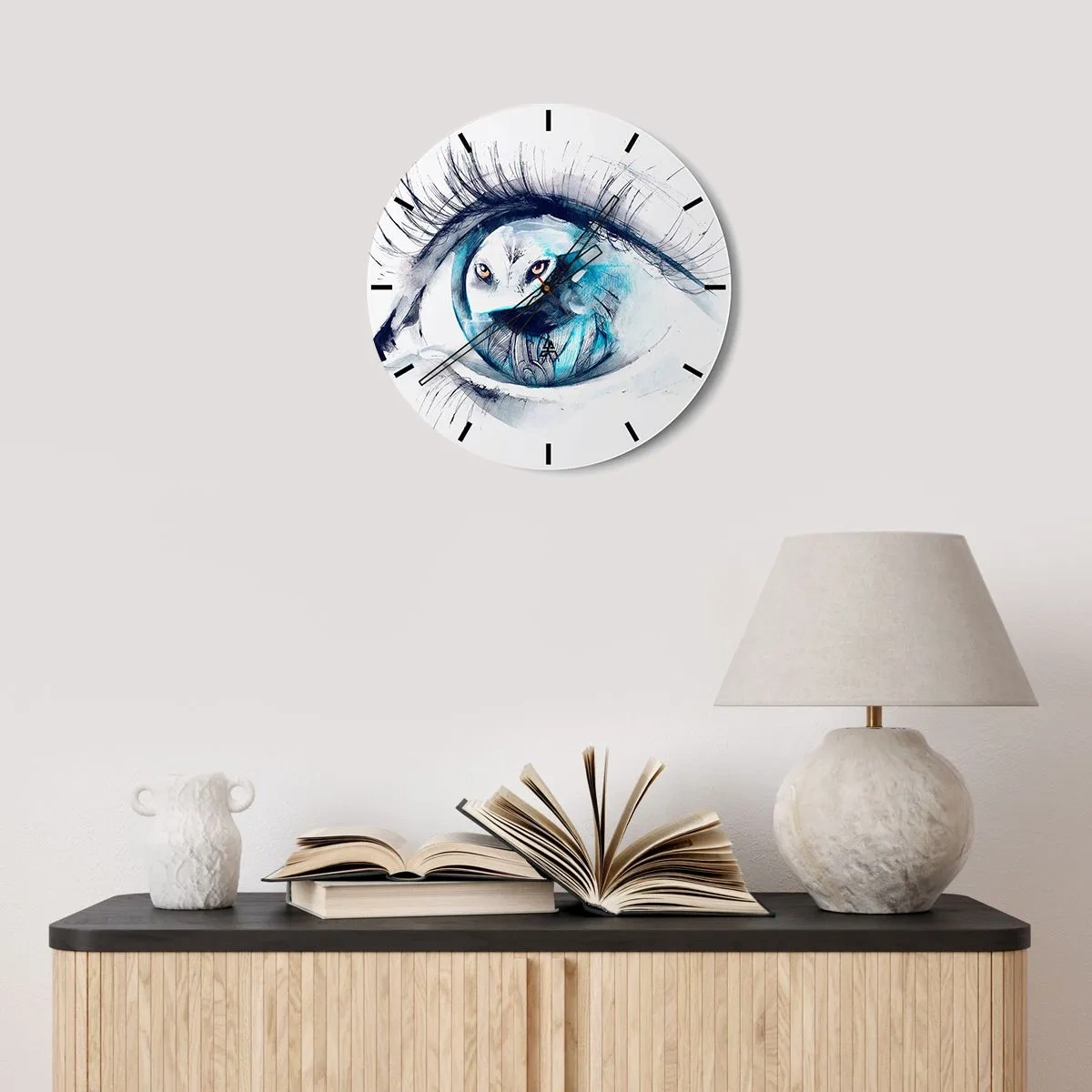 Wall clock - Clock on glass - Eye to Eye with Wilderness - 40x40 cm