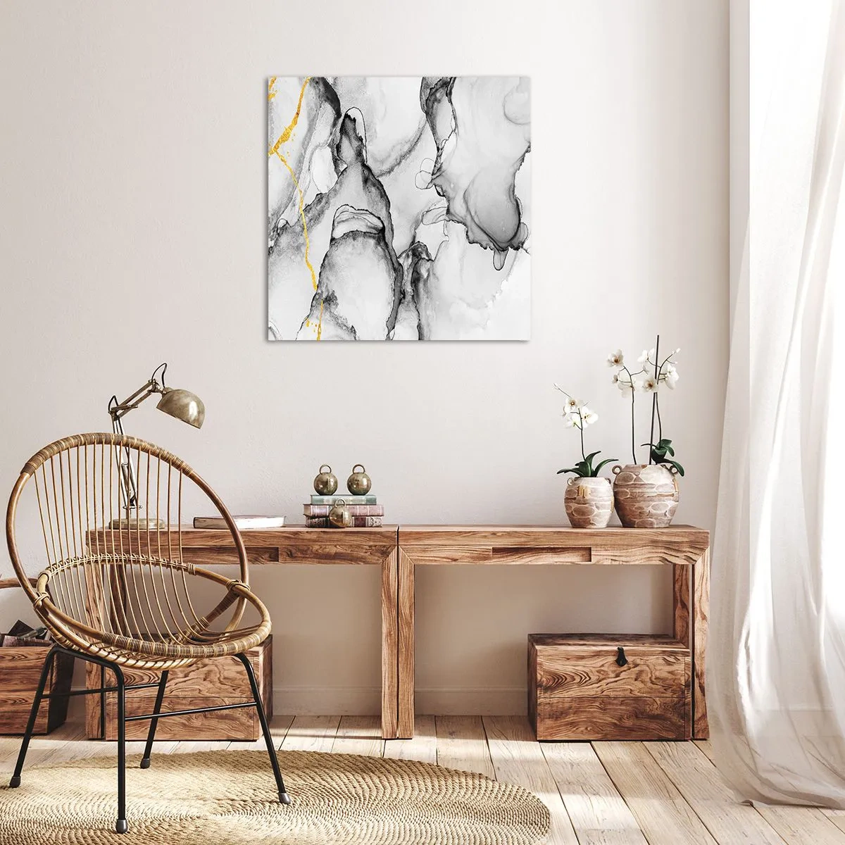 Canvas picture - Composition with a Golden Motif - 40x40 cm