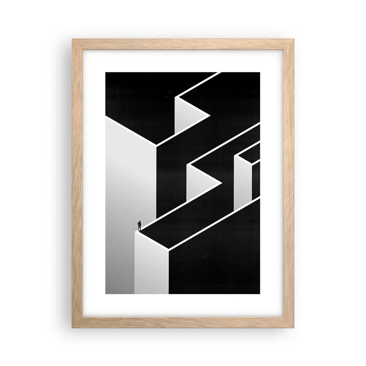 Poster in light oak frame - Solitude at the Top - 30x40 cm