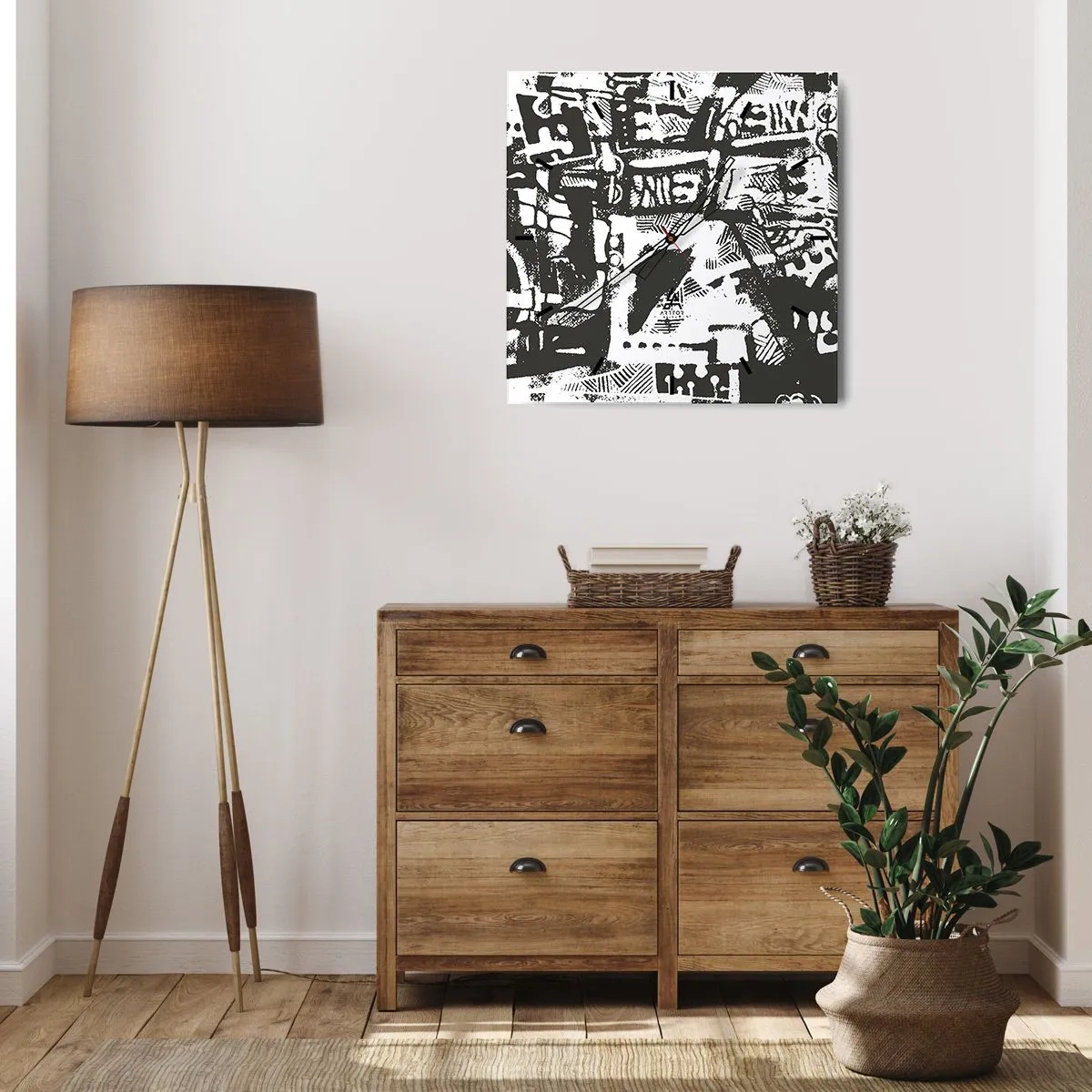 Wall clock - Clock on glass - Order or Chaos? - 30x30 cm