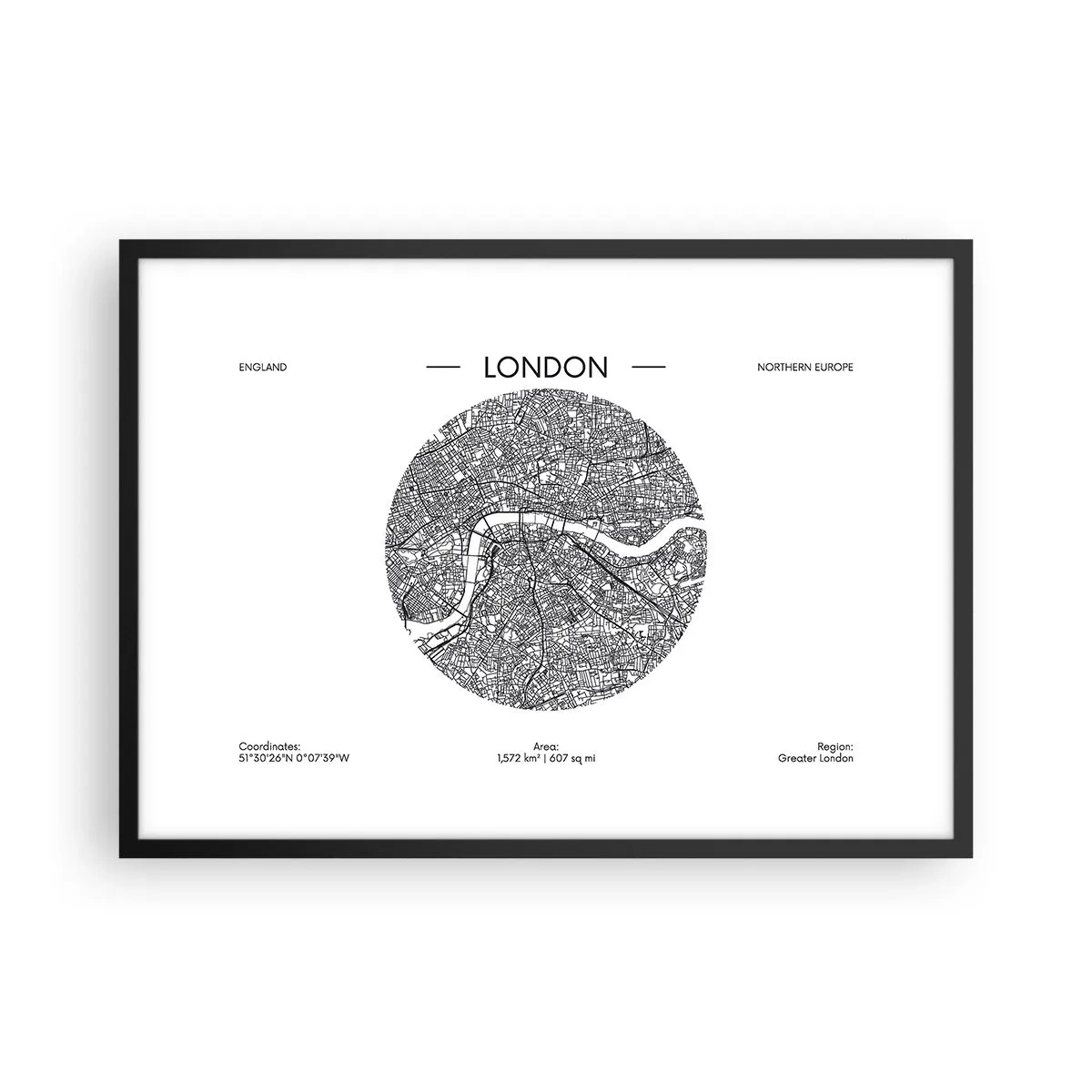 Poster in black frame - Anatomy of London - 70x50 cm