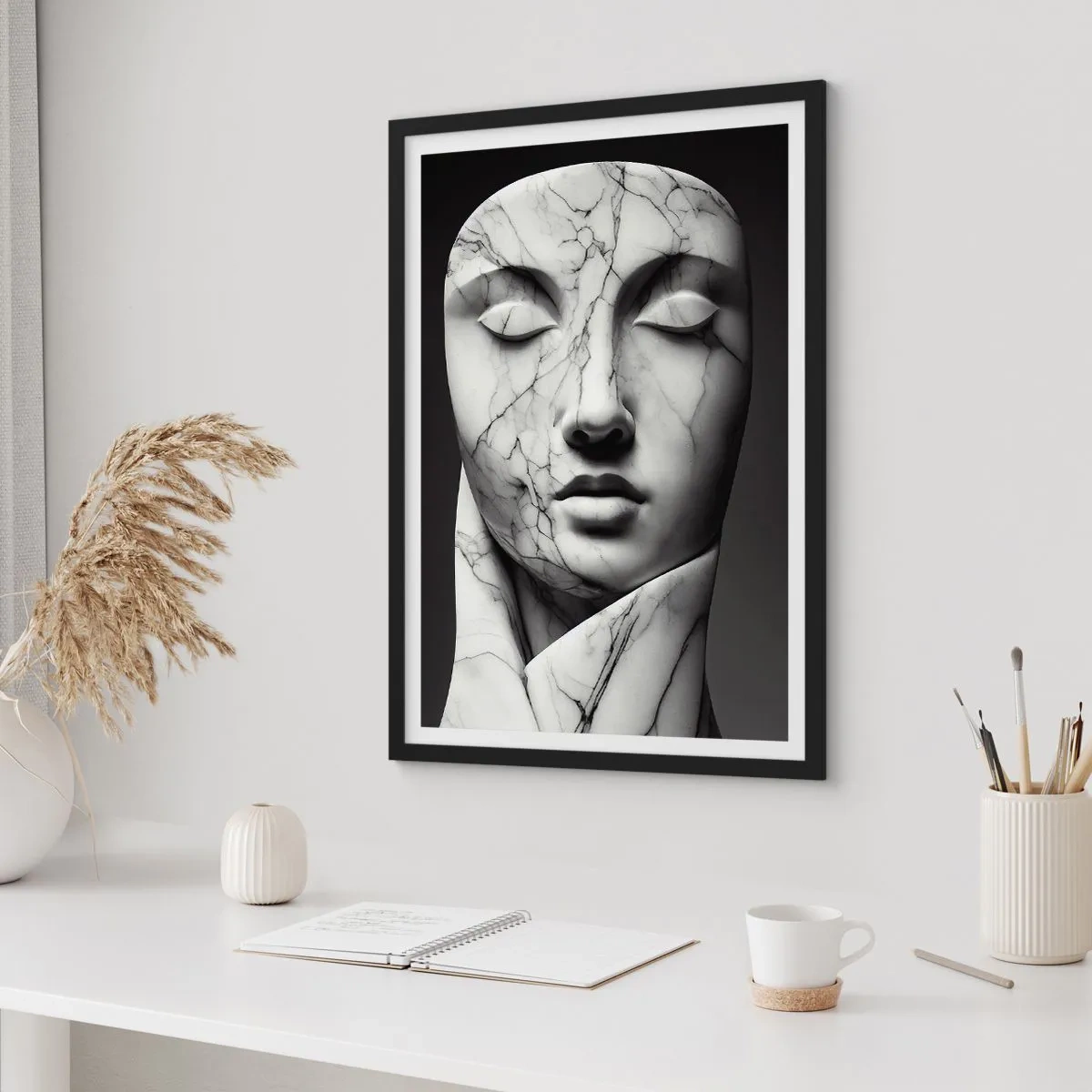 Poster in black frame - Marble Shapes - 61x91 cm