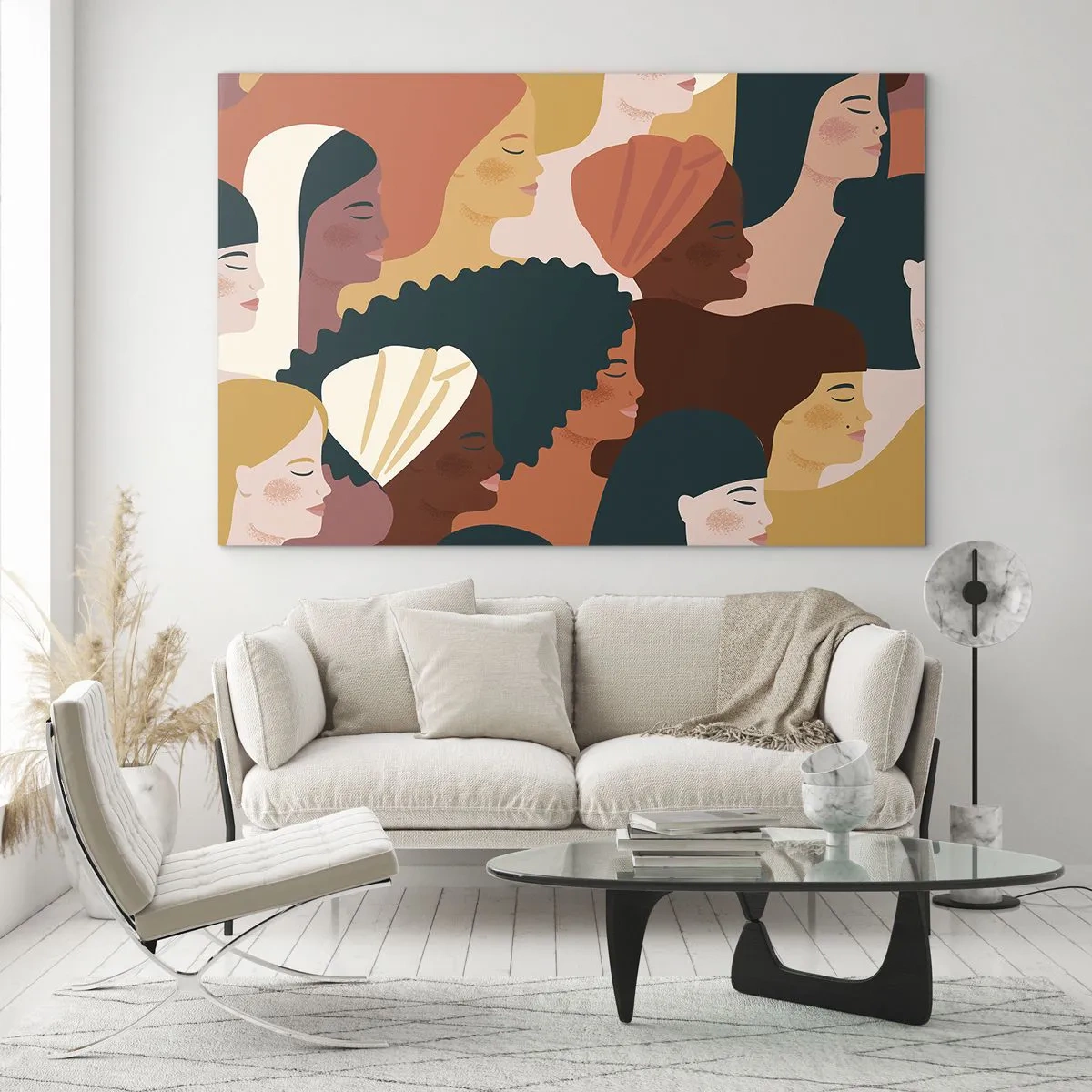 Glass picture - Stylish illustration of diverse female silhouettes - 70x50cm - Pure Womanhood - Modern wall decoration for the living room and bedroom ARTTOR