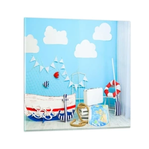 Glass picture - Child's Longing for Adventure - 30x30 cm