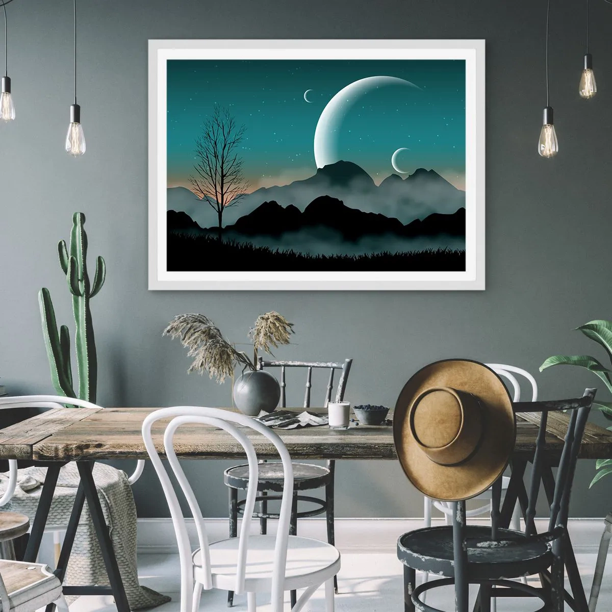 Poster in white frmae - Carnival of a Starry Night - 40x30 cm