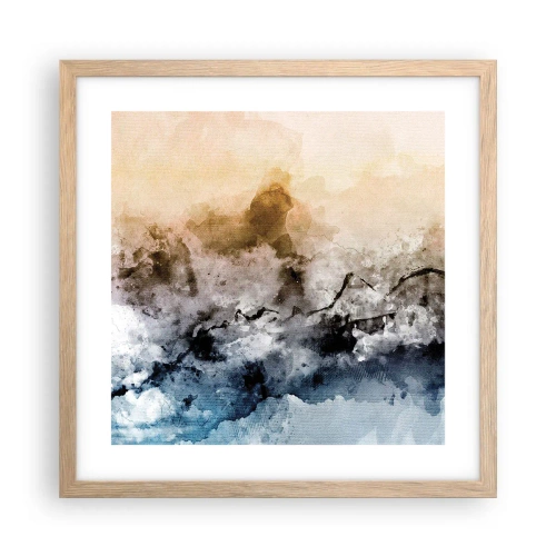 Poster in light oak frame - Drowned in Fog - 40x40 cm
