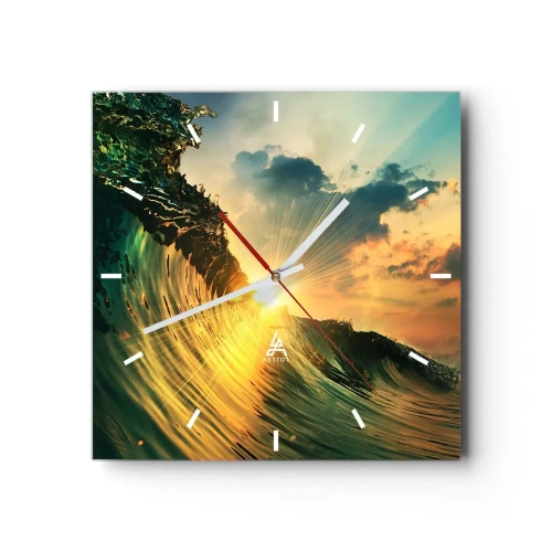 Wall clock - Clock on glass - Surfer, Where Are You? - 30x30 cm