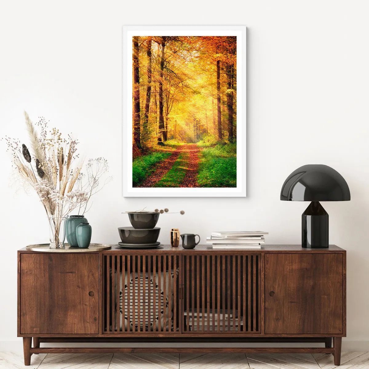Poster in white frmae - Forest Golden silence - 61x91 cm