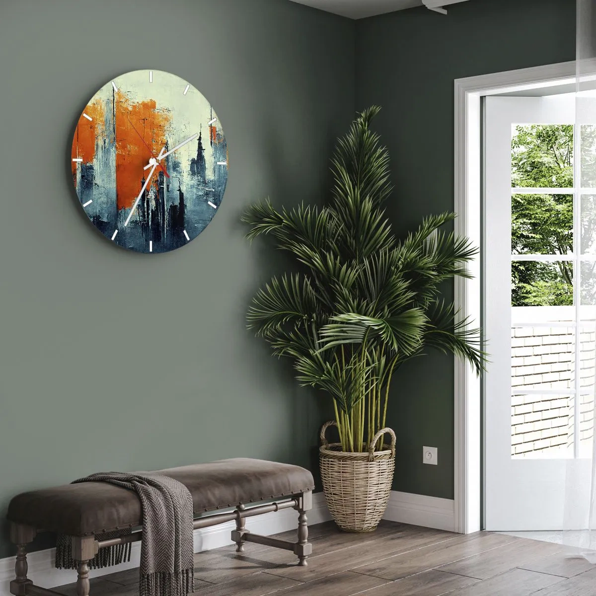 Wall clock - Clock on glass - Modern Landscape - 40x40 cm
