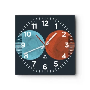 Wall clock - Clock on glass - Only Geometry? - 40x40 cm