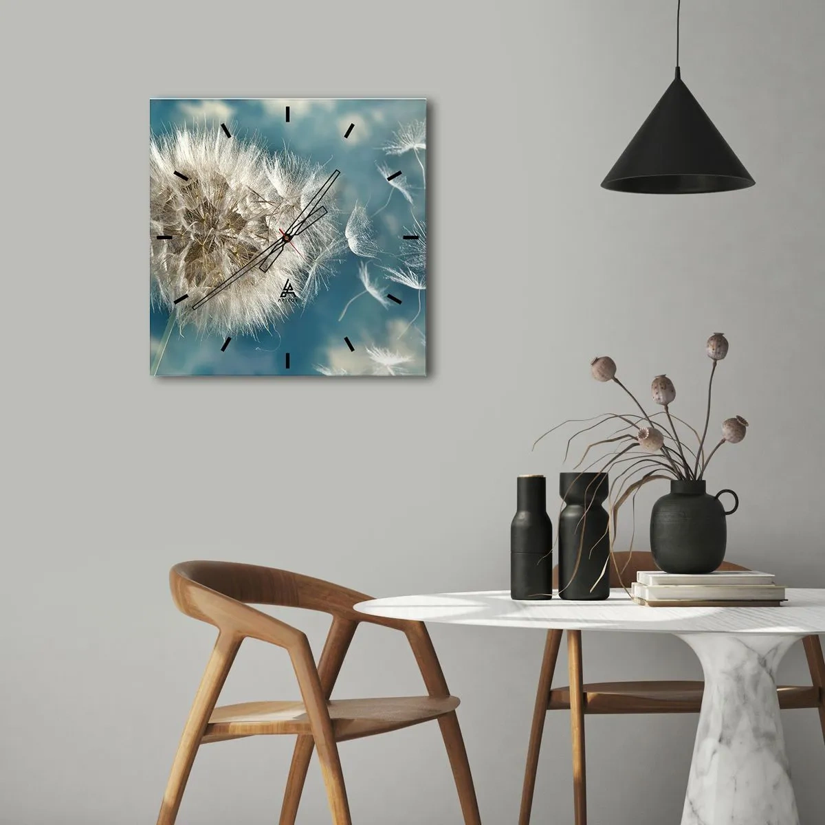 Wall clock - Clock on glass - Breath of an Angel - 30x30 cm