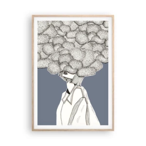 Poster in light oak frame - With Head in the Clouds - 70x100 cm