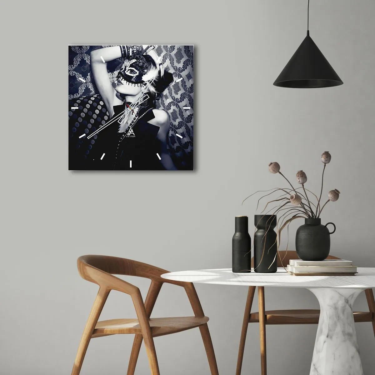 Wall clock - Clock on glass - Decorations, Ornaments, Patterns - 30x30 cm