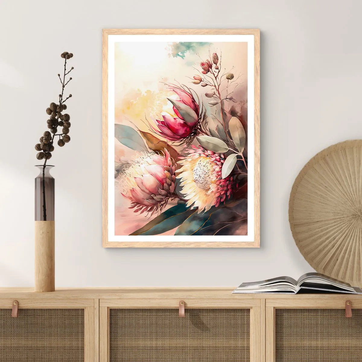 Poster in light oak frame - Profile and En Face - 61x91 cm