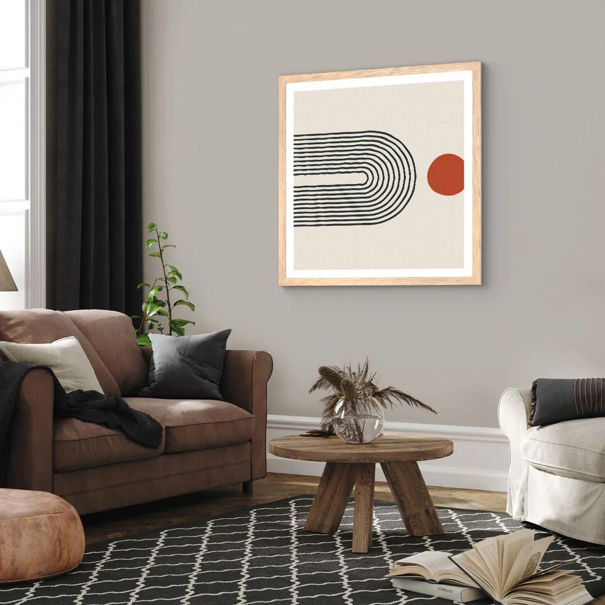 Poster in light oak frame - Magnetism of Shapes and Colours - 60x60 cm