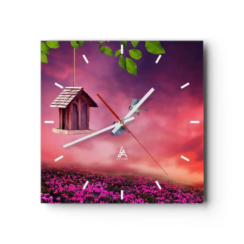 Wall clock - Clock on glass - Invitation to Dinner - 30x30 cm