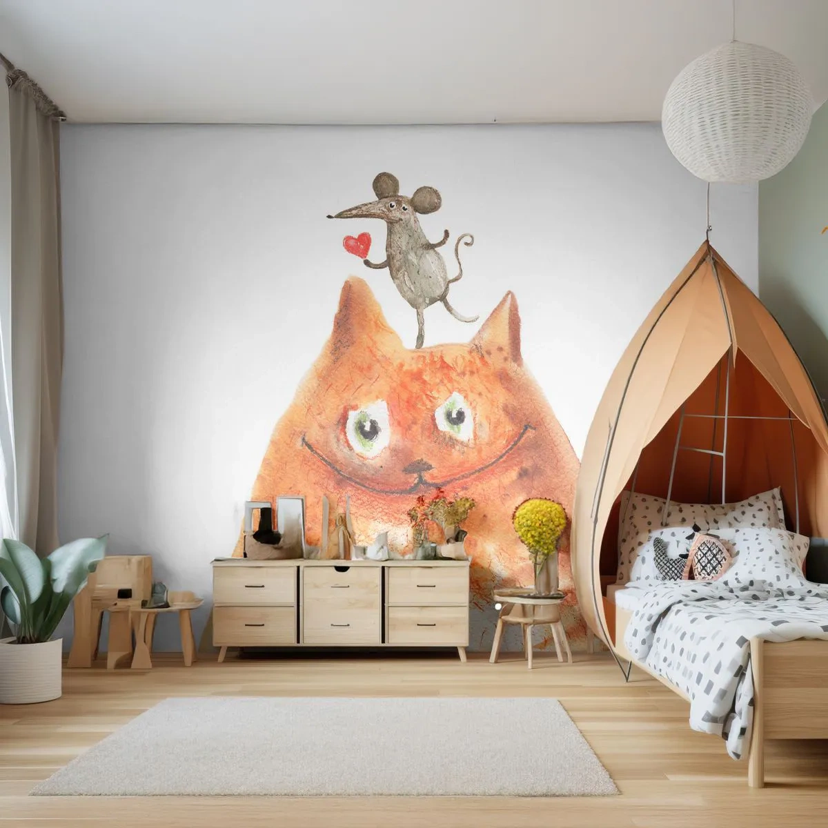 Photo Wallpaper Premium Sand - Love Paradoxes - For children, Mouse, Cat - 350x256 cm