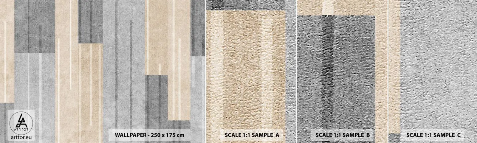 Photo Wallpaper Sample Self-Adhesive Deluxe Sticker - Composition: Keep Upright - Abstraction, Lines, Pastel - 100x30 cm