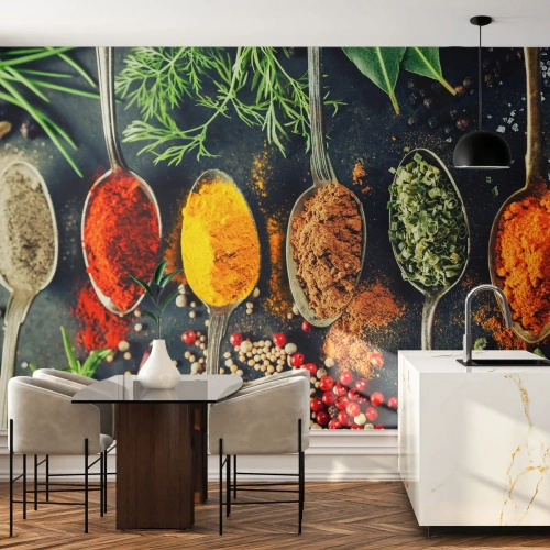 Photo Wallpaper Premium Canvas - Culinary Magic - Spices, Herbs, Kitchen - 200x140 cm