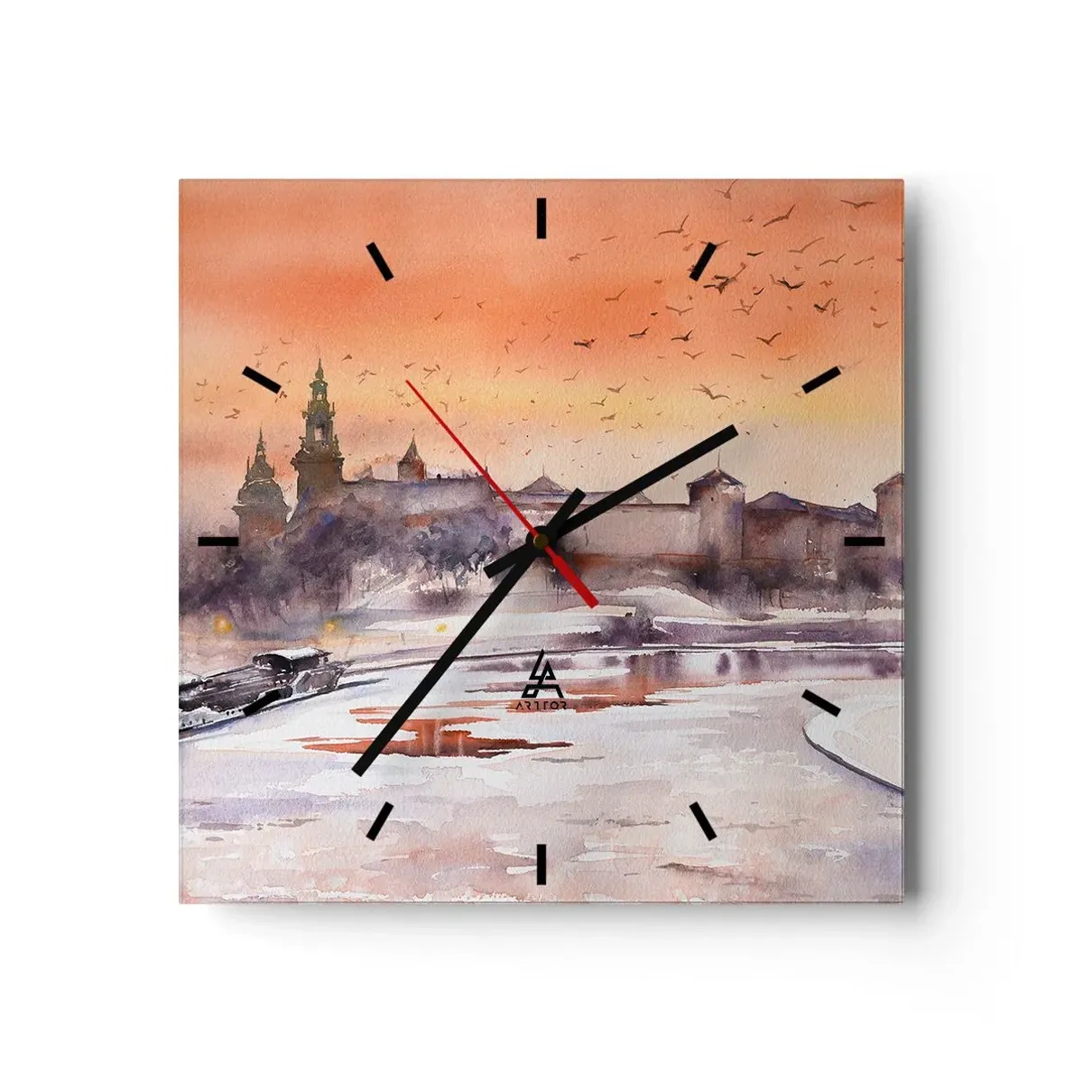 Wall clock - Clock on glass - Royal Sunset - 40x40 cm