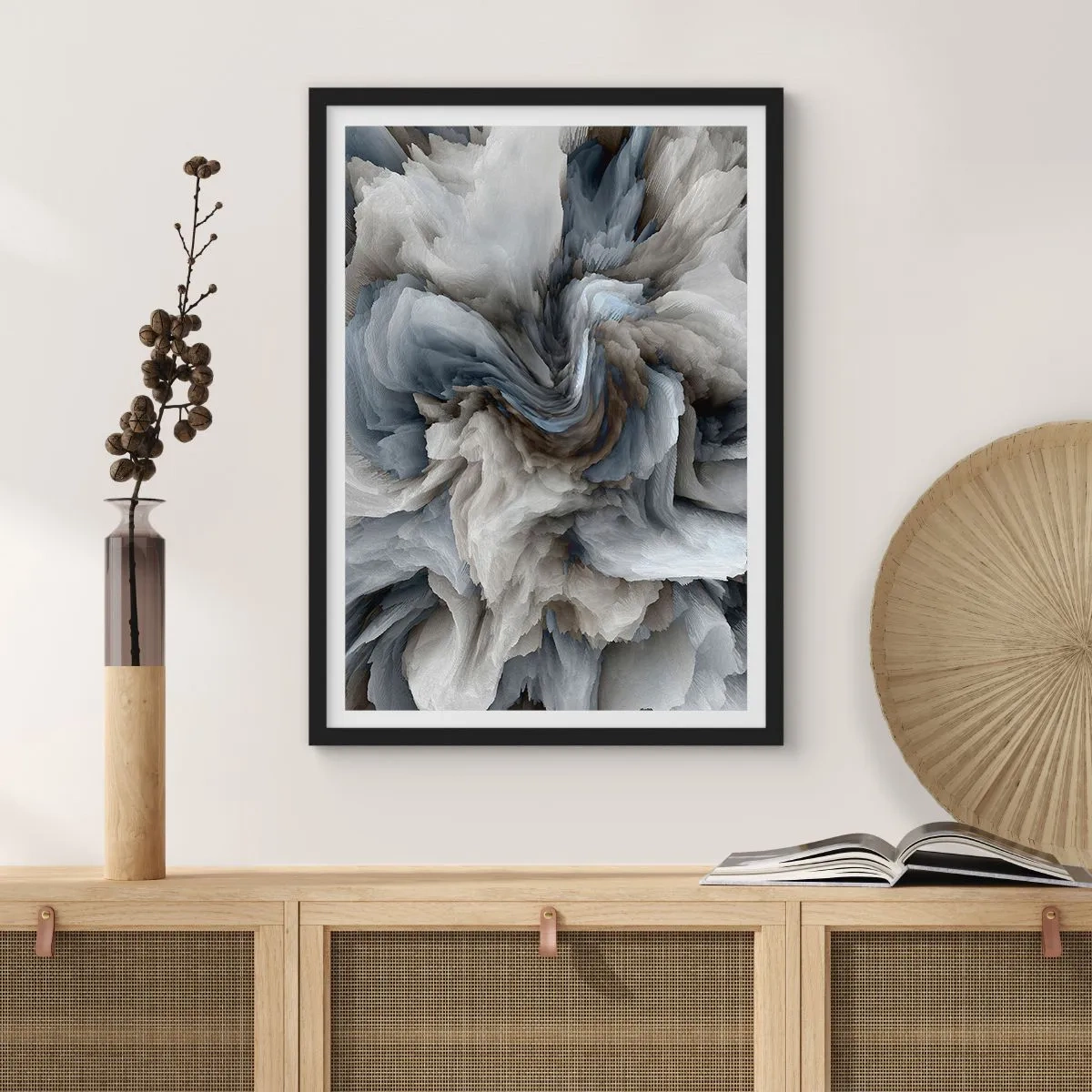 Poster in black frame - Stone and Flower - 61x91 cm