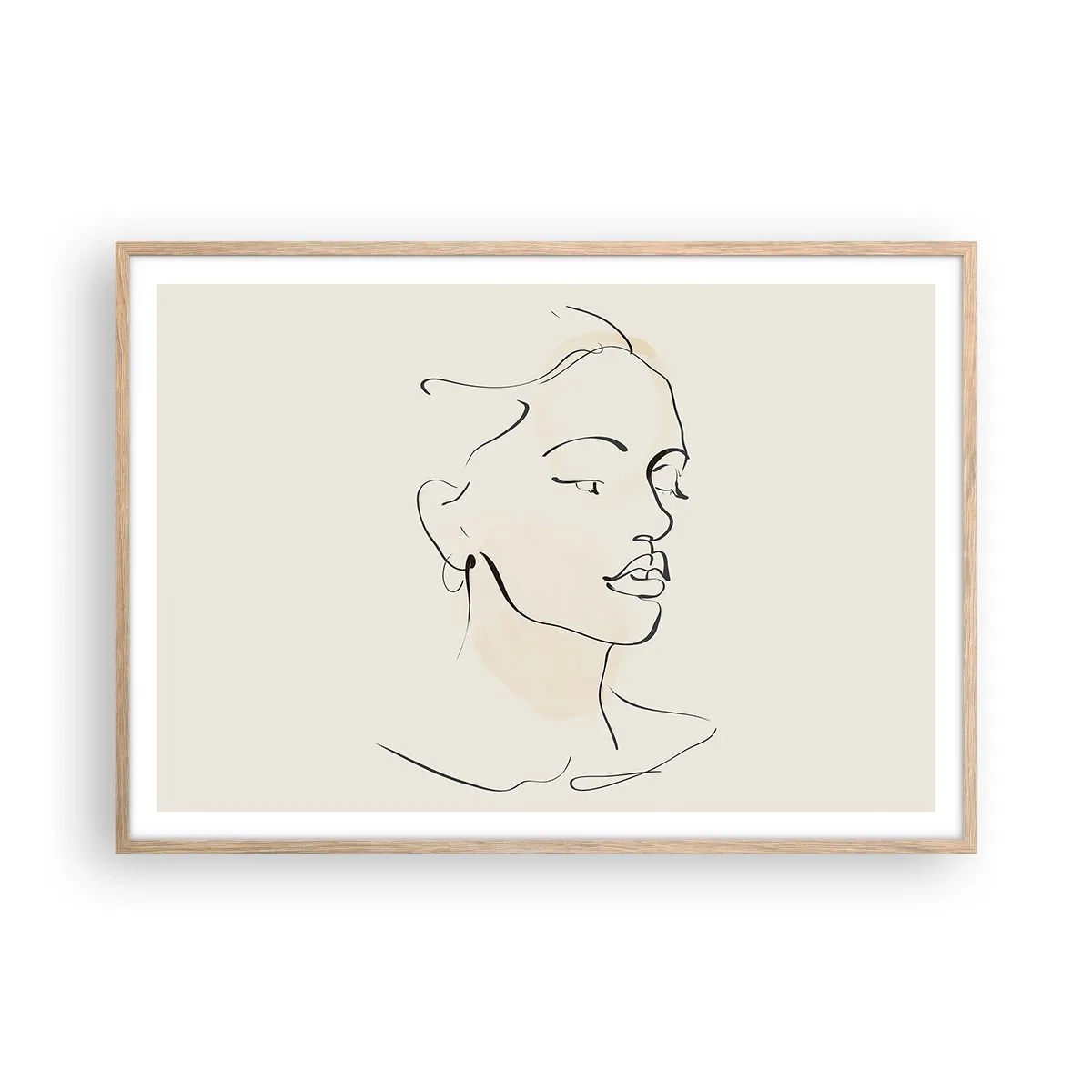 Poster in light oak frame - With a Decisive Line - 100x70 cm