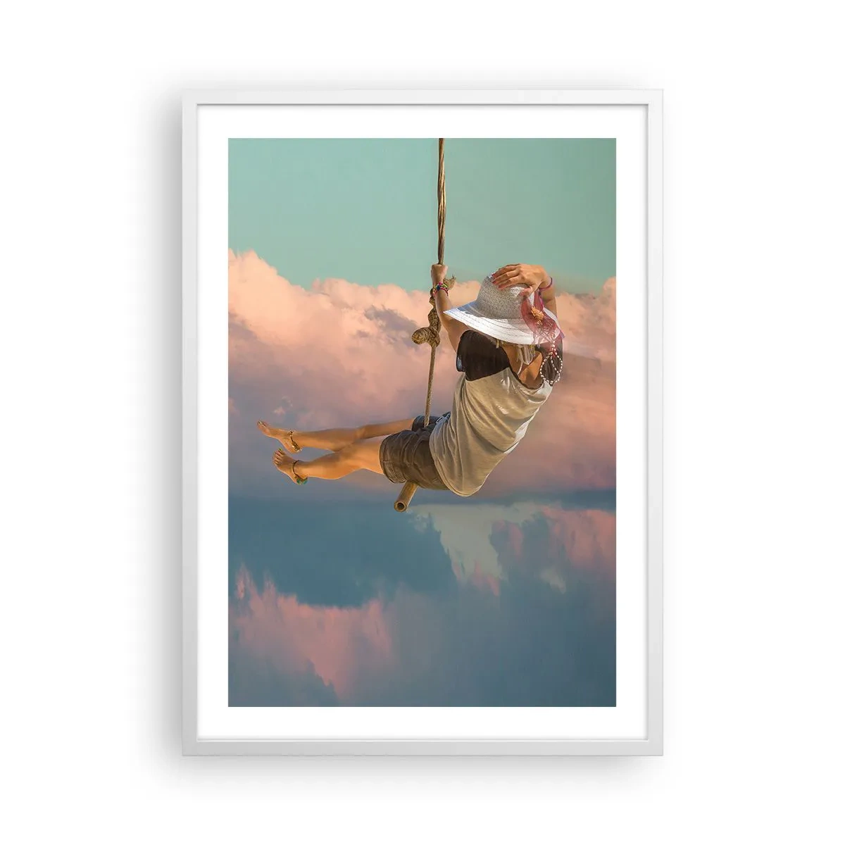 Poster in white frmae - Fun in the Clouds - 50x70 cm