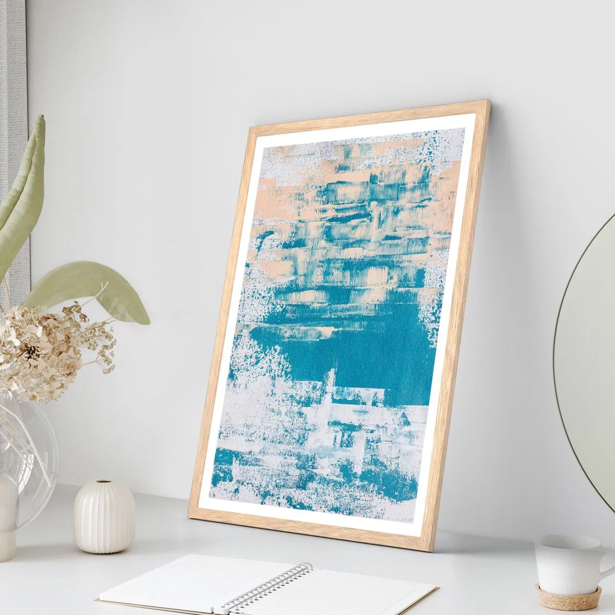Poster in light oak frame - Through an Icicle - 50x70 cm