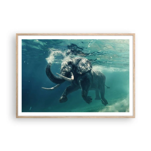 Poster in light oak frame - Everyone Likes to Swim - 100x70 cm
