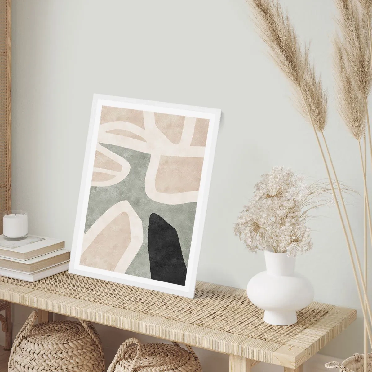 Poster in white frmae - Composition with a Black Motif - 40x50 cm