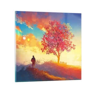 Glass picture - Pilgrim at Its Goal - 60x60 cm