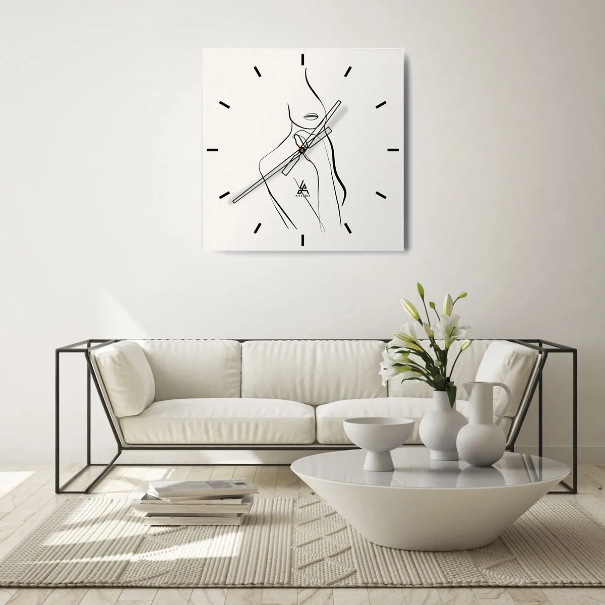 Wall clock - Clock on glass - Wave of Melancholy - 40x40 cm