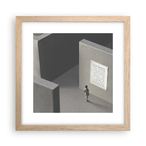 Poster in light oak frame - But Where Am I? - 30x30 cm