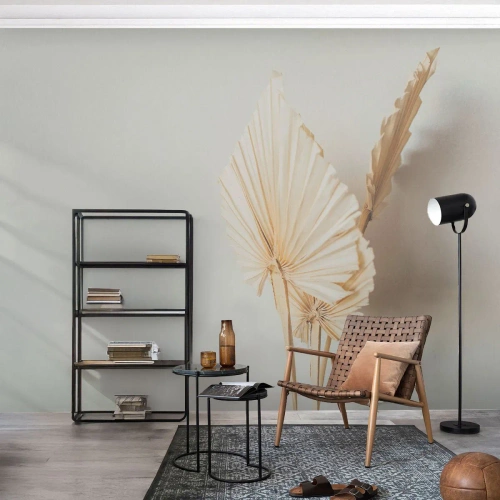 Photo Wallpaper Premium Sand - When It Needs Calming Down - Bright, Minimalism, Leaf - 150x105 cm