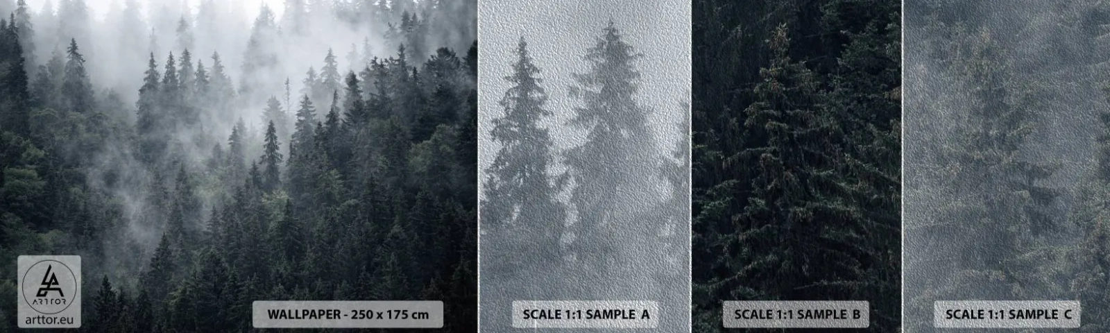 Photo Wallpaper Sample Premium Sand - Forest World - Landscape, Forest, Nature - 100x30 cm