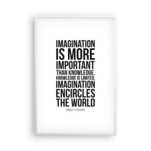 Poster in white frmae - Einstein about Power of Imagination - 61x91 cm