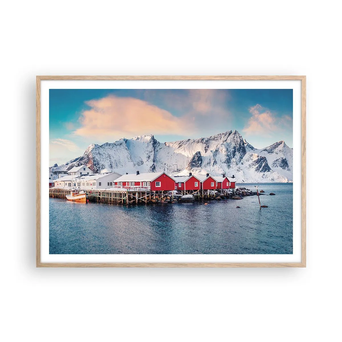 Poster in light oak frame - Northern Retreat - 100x70 cm