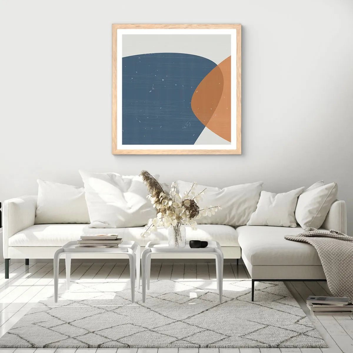 Poster in light oak frame - Ovals and Intersections - 50x50 cm