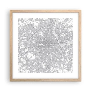Poster in light oak frame - Map of London Maze - 40x40 cm