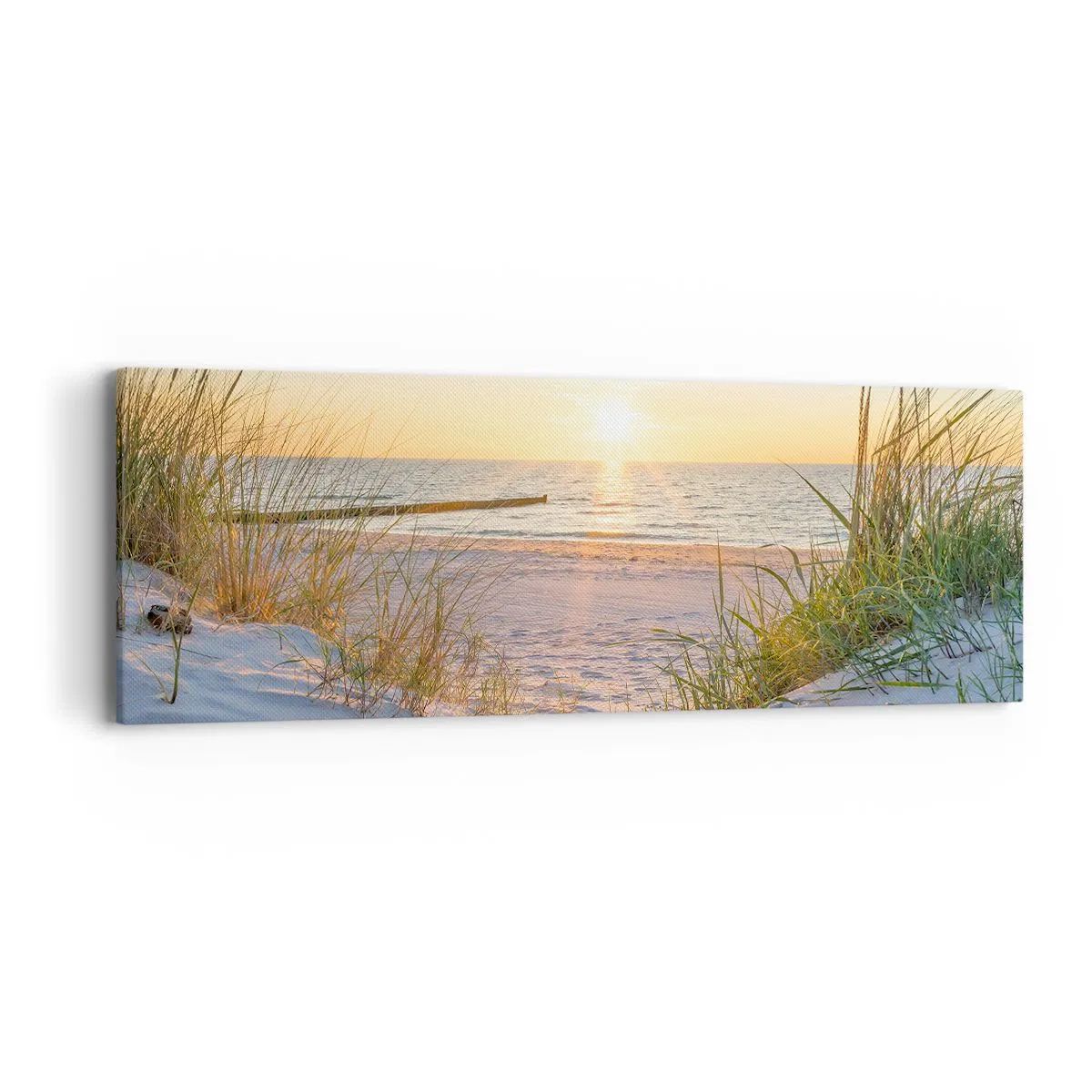 Canvas picture - Sound of the Sea, Singing of the Birds, Wild Beach among Grass - 90x30 cm