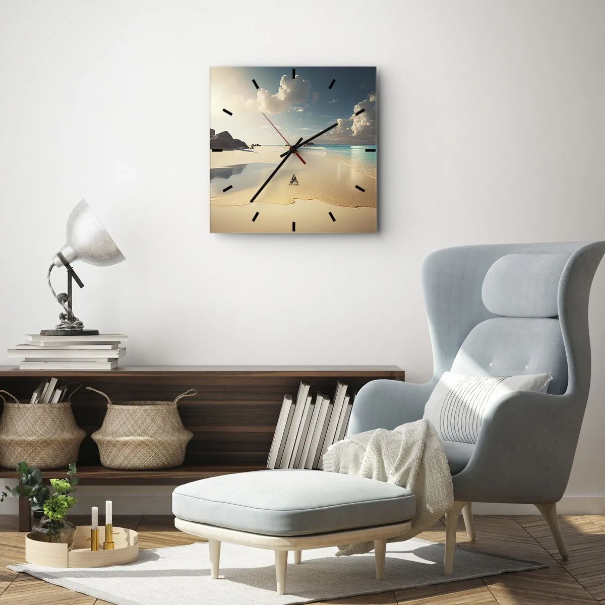 Wall clock - Clock on glass - Dream Day - 30x30 cm