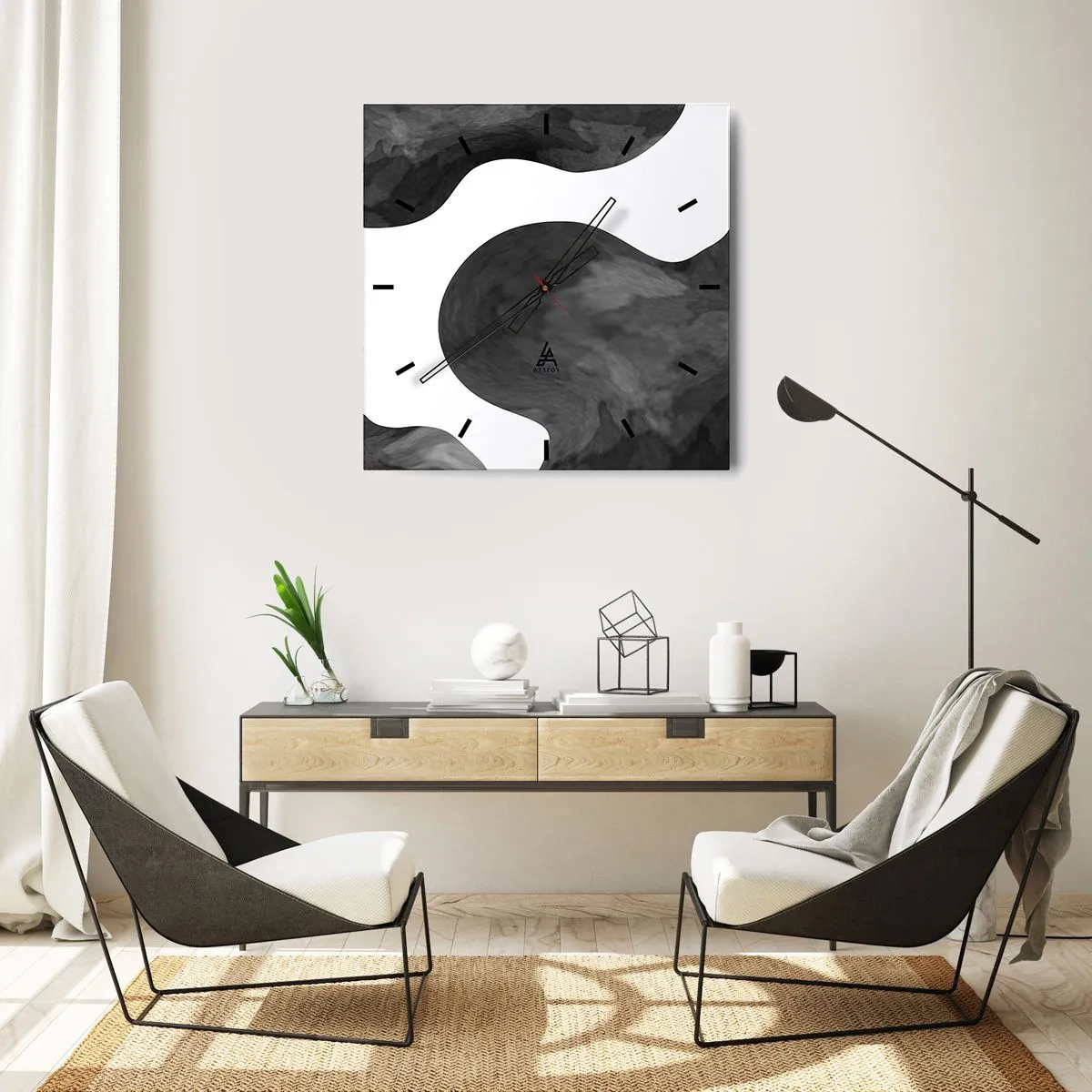 Wall clock - Clock on glass - Milky Way - 30x30 cm