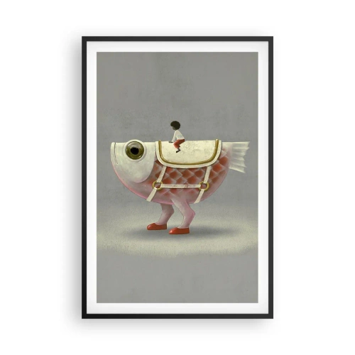 Poster in black frame - Fish Jockey - 61x91 cm