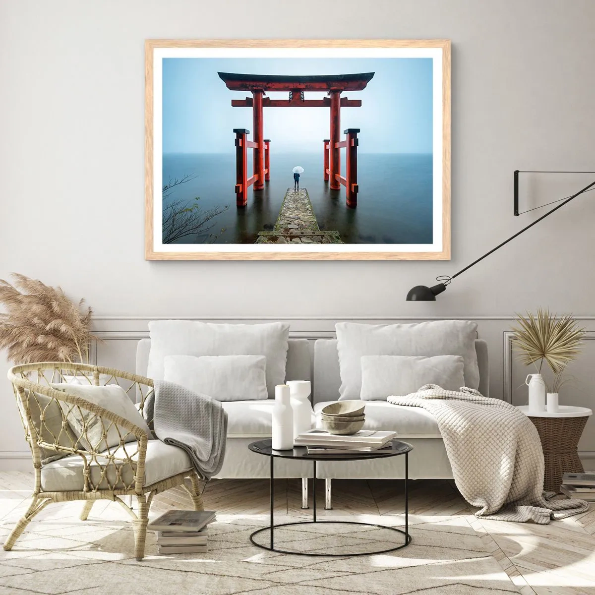 Poster in light oak frame - Japanese Musings - 100x70 cm
