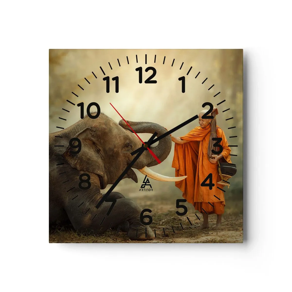 Wall clock - Clock on glass - Unexpected Meeting - 40x40 cm