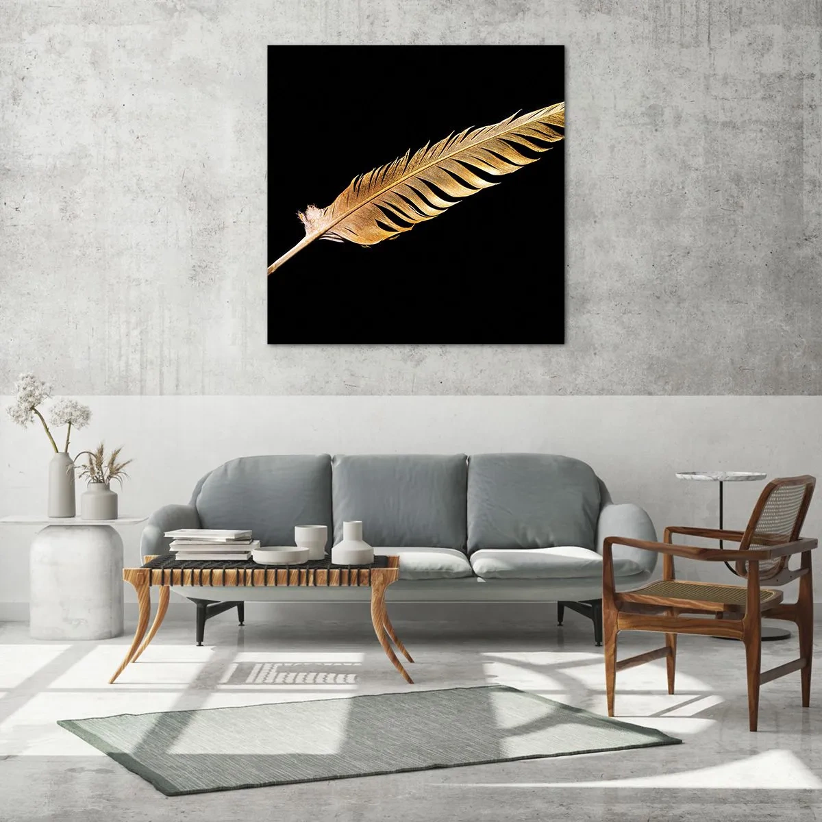 Glass picture - High-Class Feather - 40x40 cm