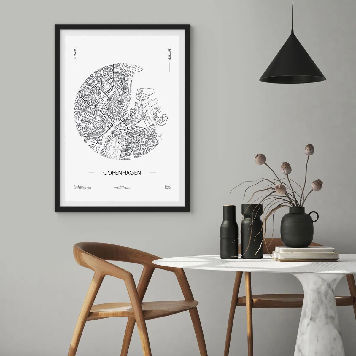 Poster in black frame - Anatomy of Copenhagen - 40x50 cm
